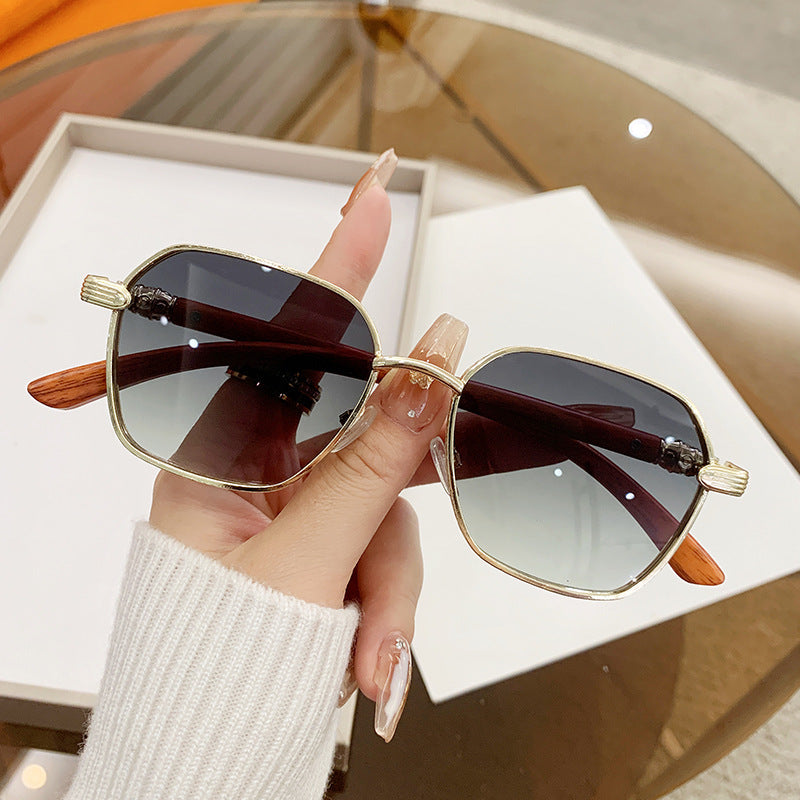 Frameless Trim Women's Wood Grain Fashion Personality Wear Glasses