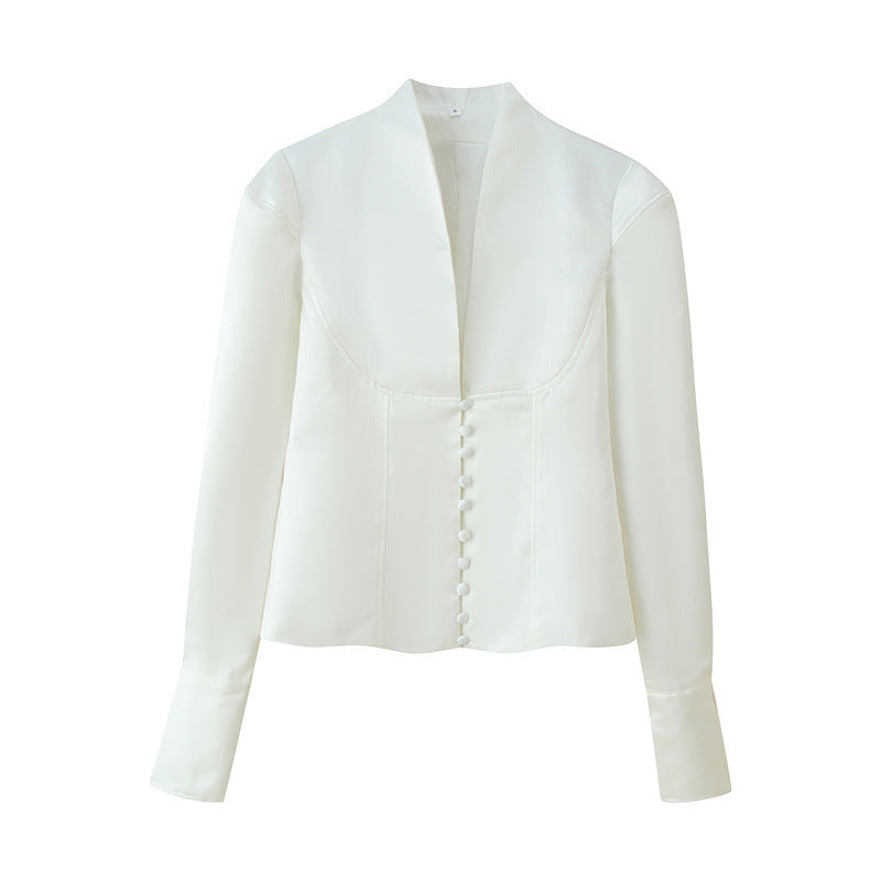 Women's Loose Casual Breasted Wide-shoulder Jacket