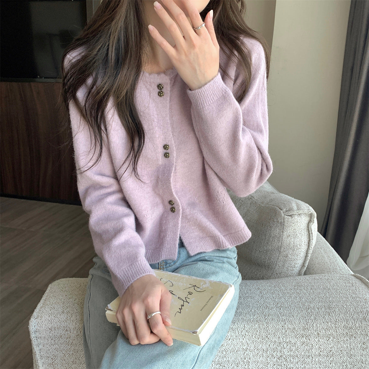 Women's Long-sleeved Sweater Cardigan Coat