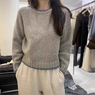 Loose-fitting Pullover Round-neck Color Matching Inner Bottoming Sweater