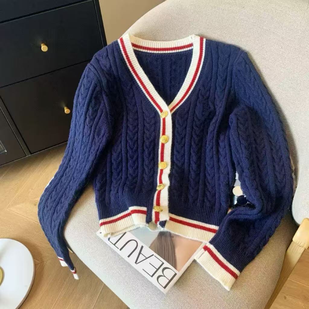 Western Style Slimming Cable-knit Sweater Coat