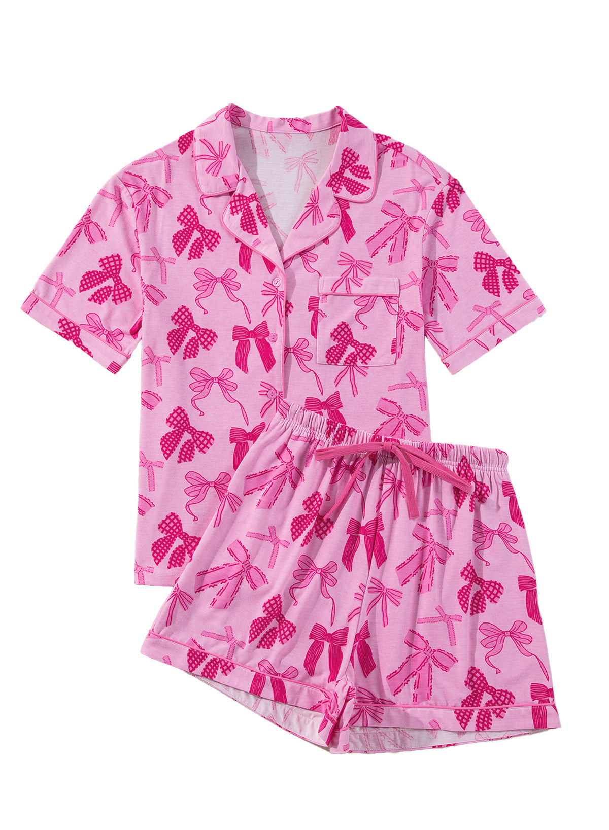 Bow Print Pajamas Simple Two-piece Set