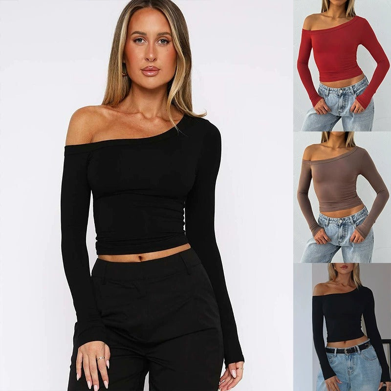 Women's Pure Color All-matching Shoulder Long-sleeved Knitted Cardigan