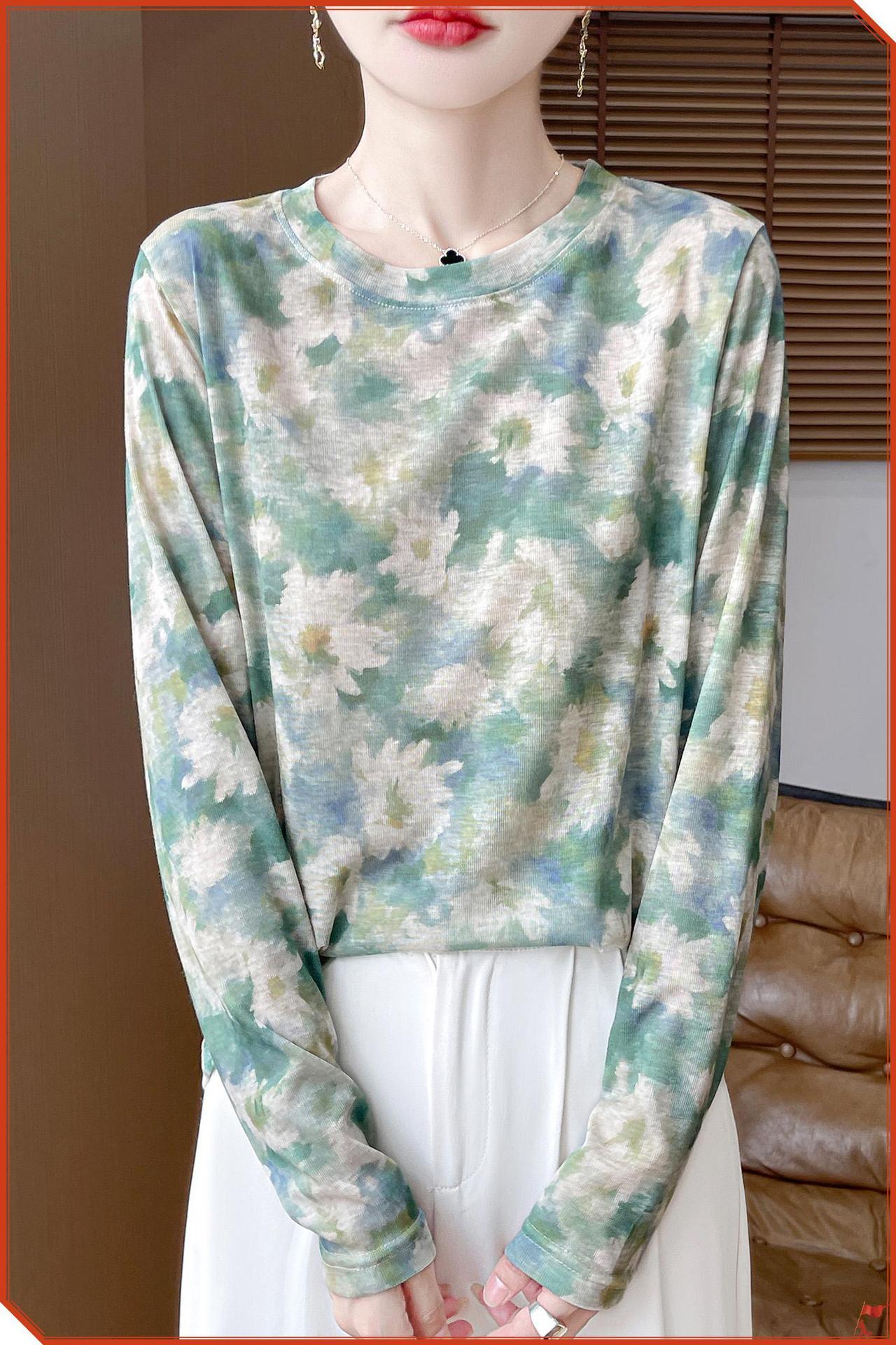 Round Neck Pullover Light Luxury Skin-friendly All-match Bottoming Shirt