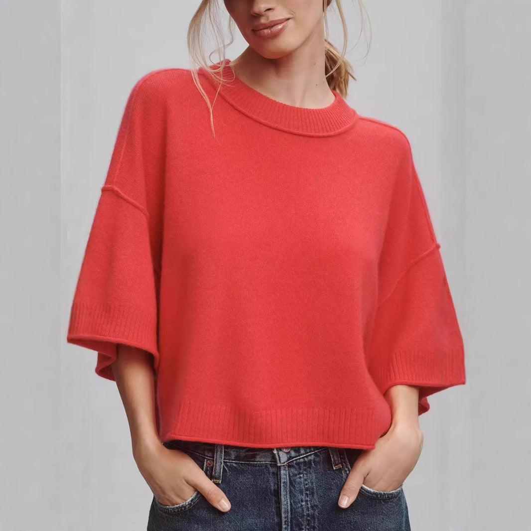 Hot Girl Style Solid Color Short T-shirt