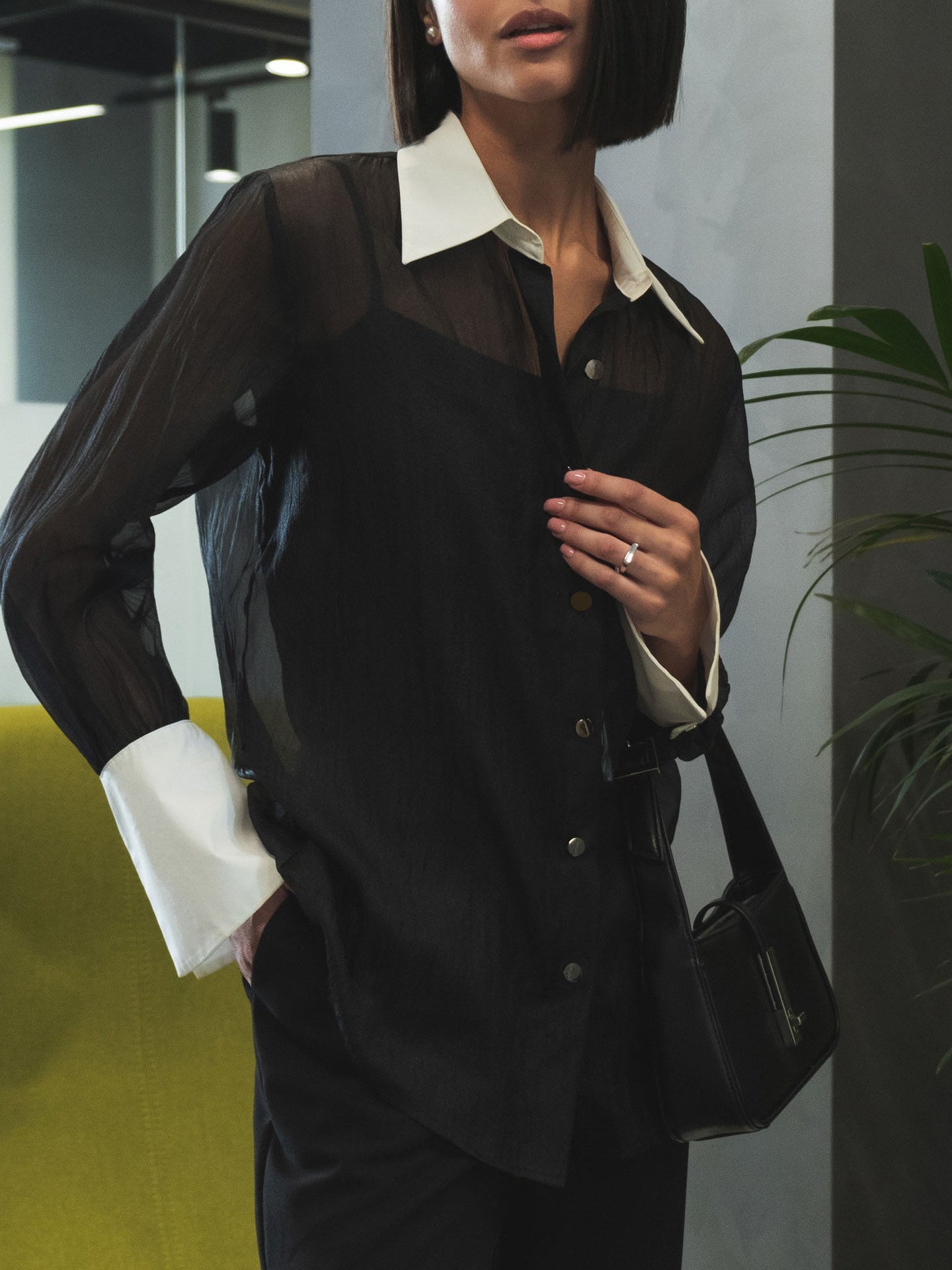 European And American Workplace Style Retro Fashion Patchwork Top