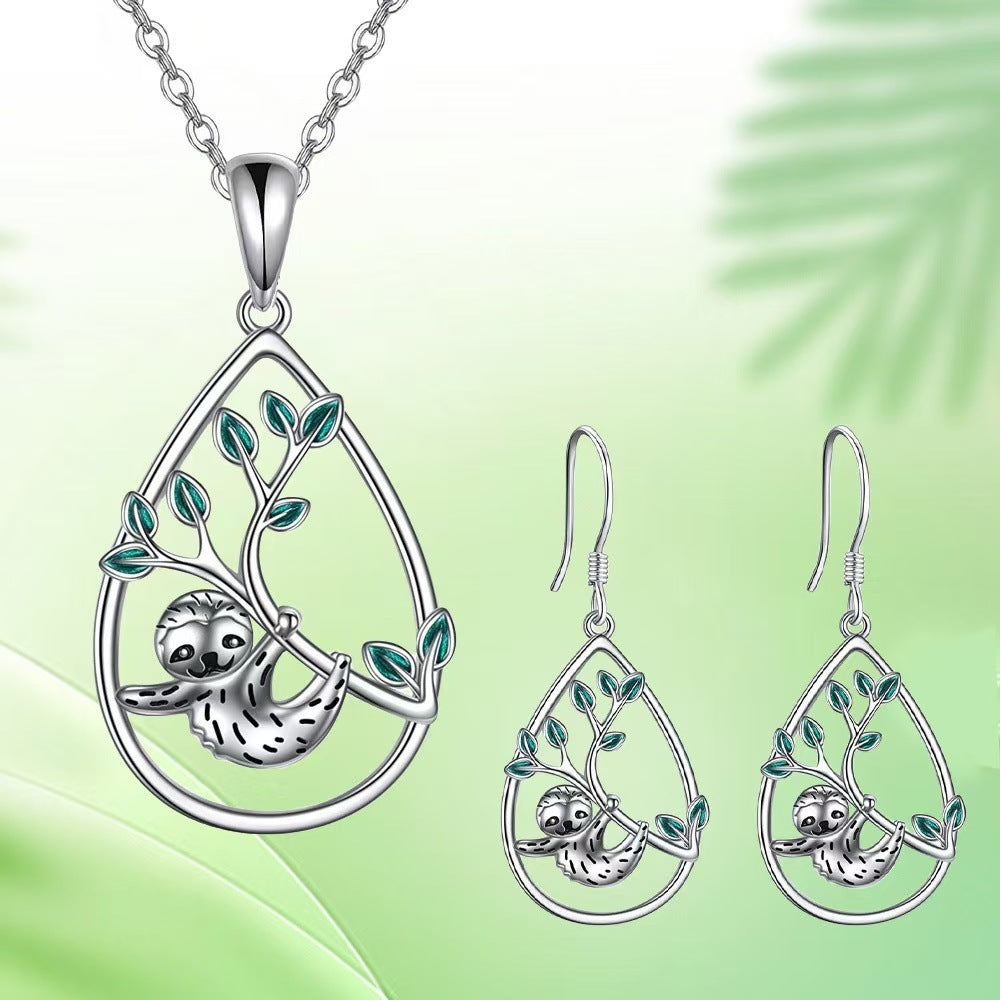 Cartoon Sloth Earring Pendant Accessories Necklace For Women