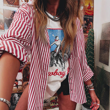 Single Row Multi-buckle Shirt Women's European And American Fashion