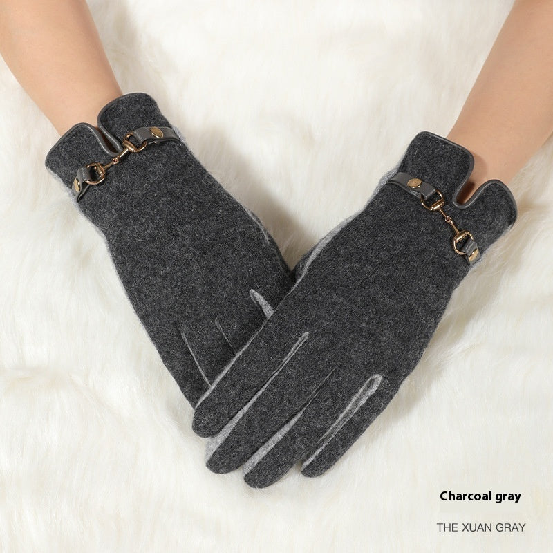Cold Protection In Autumn And Winter Windproof Fleece Thick Touch Screen Warm Gloves