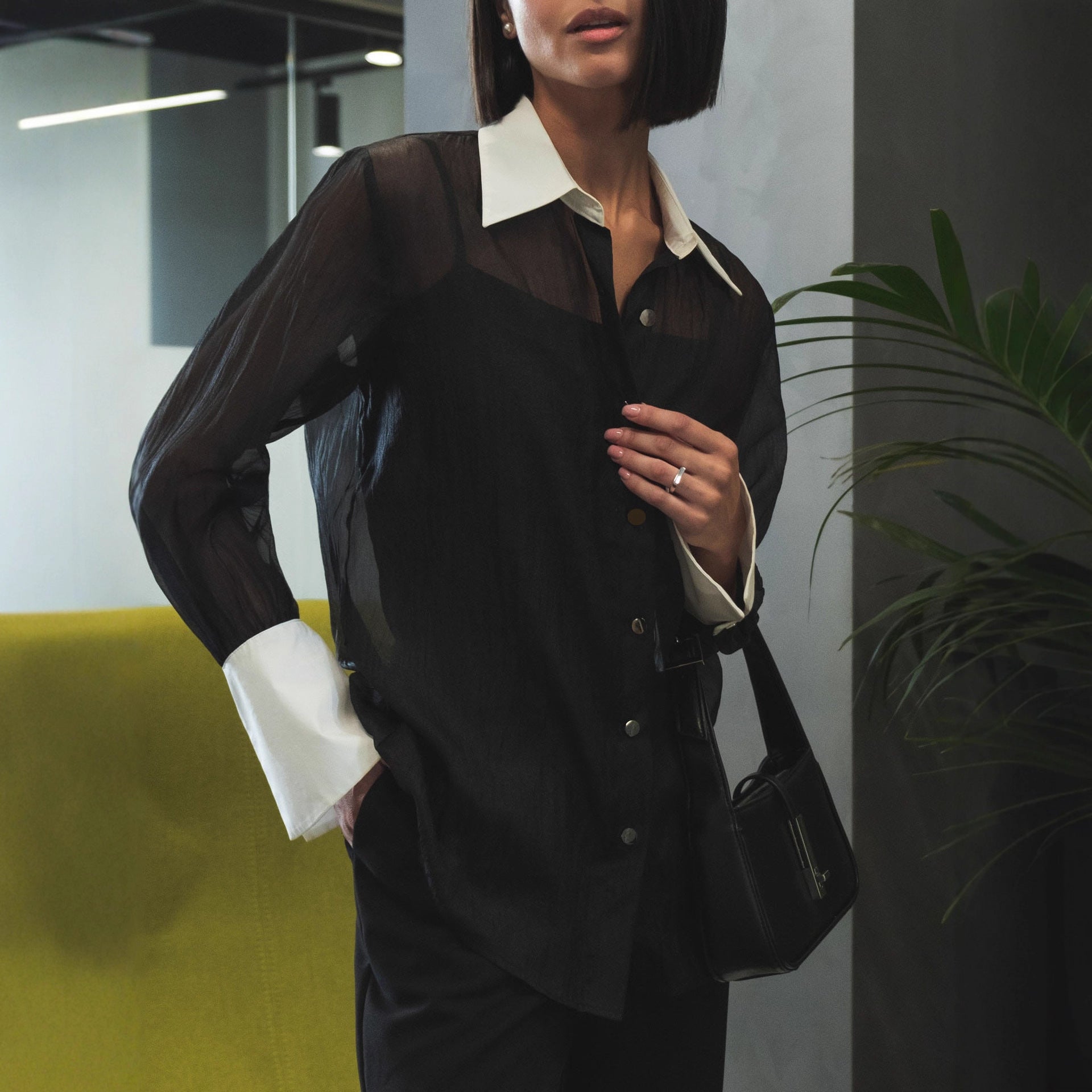 European And American Workplace Style Retro Fashion Patchwork Top