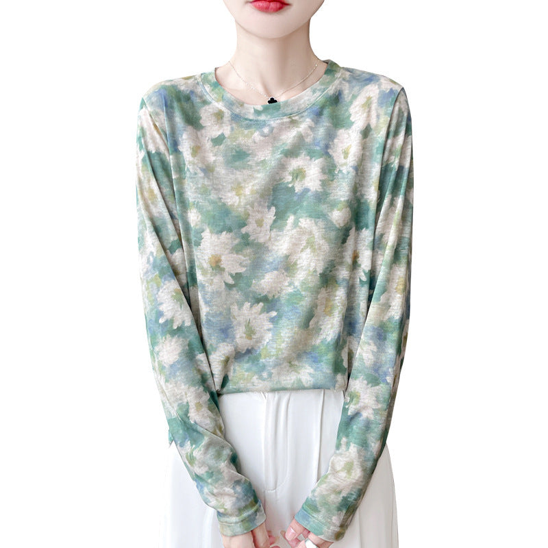 Round Neck Pullover Light Luxury Skin-friendly All-match Bottoming Shirt