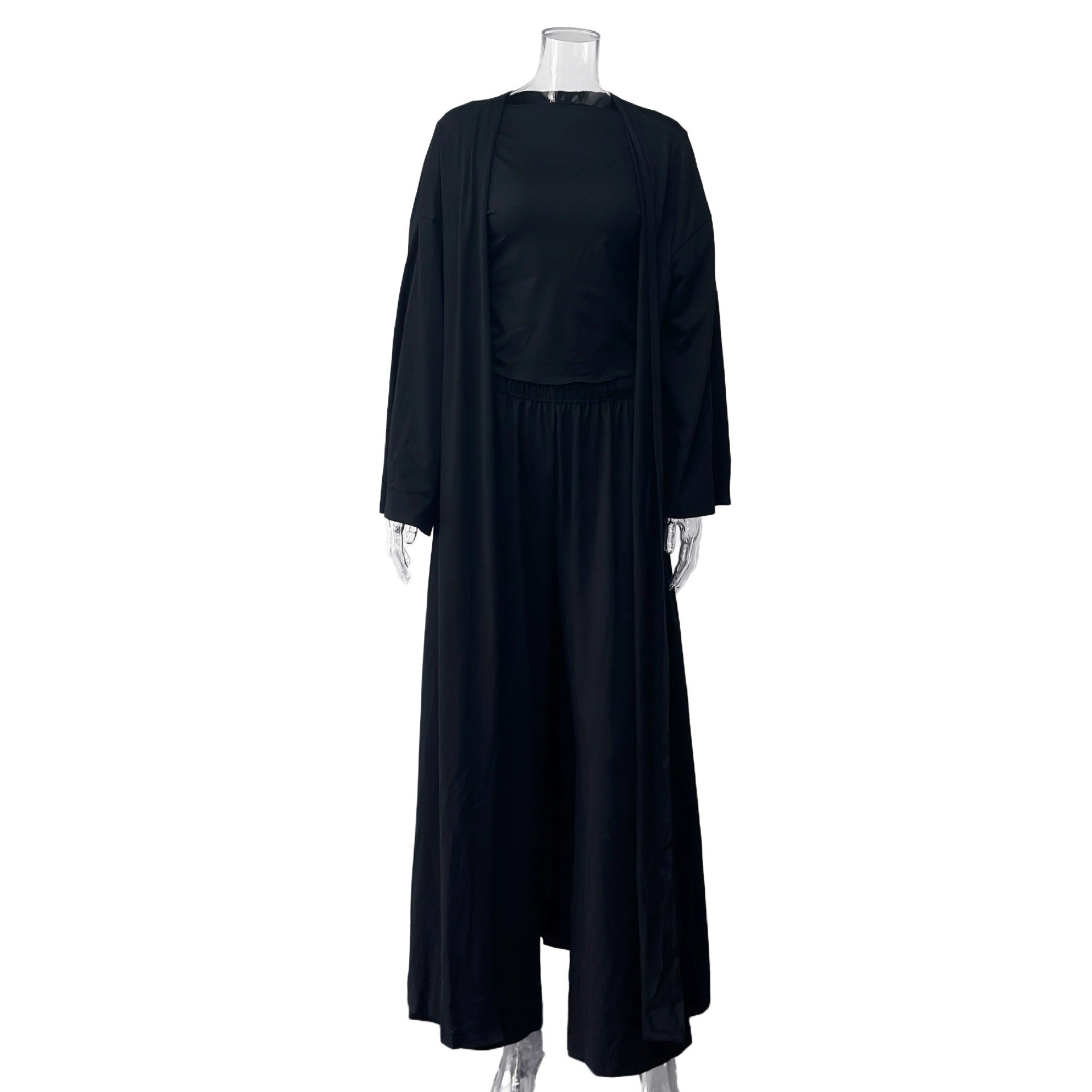 Solid Color Knitted Home Wear Three-piece Women's Clothing