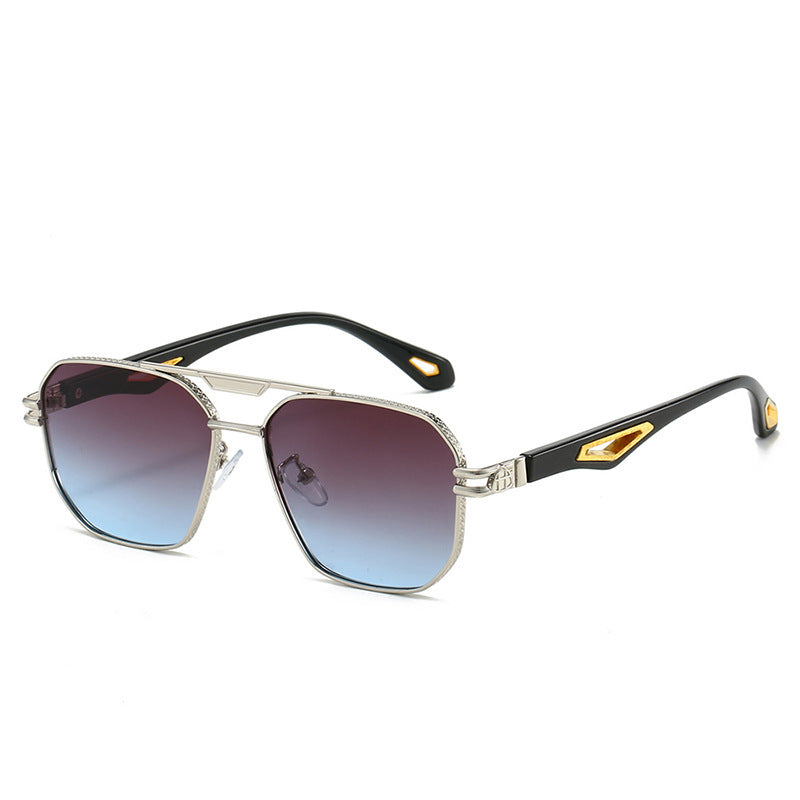 Men's Fashion Double Beam Box Hollow Sunglasses
