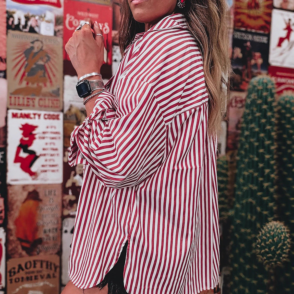 Single Row Multi-buckle Shirt Women's European And American Fashion