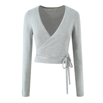 Women's Multi-color Slim-fit Lace Up Knitted Cardigan