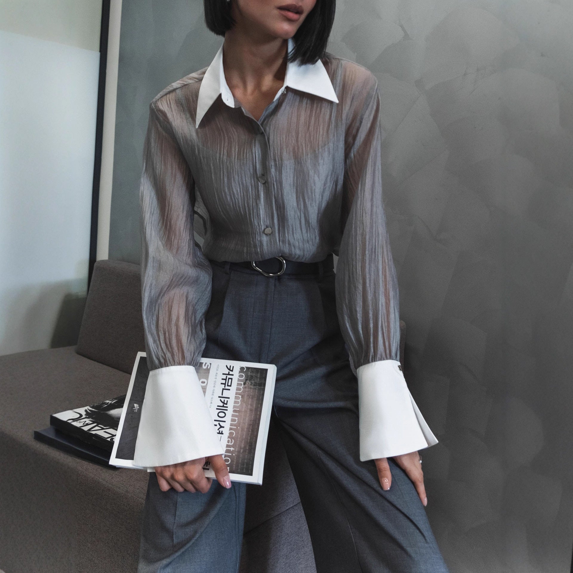 European And American Workplace Style Retro Fashion Patchwork Top