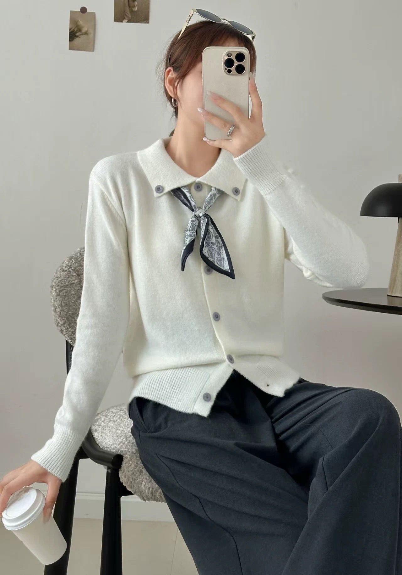 Lazy Fashion Lapel Scarf Sweater