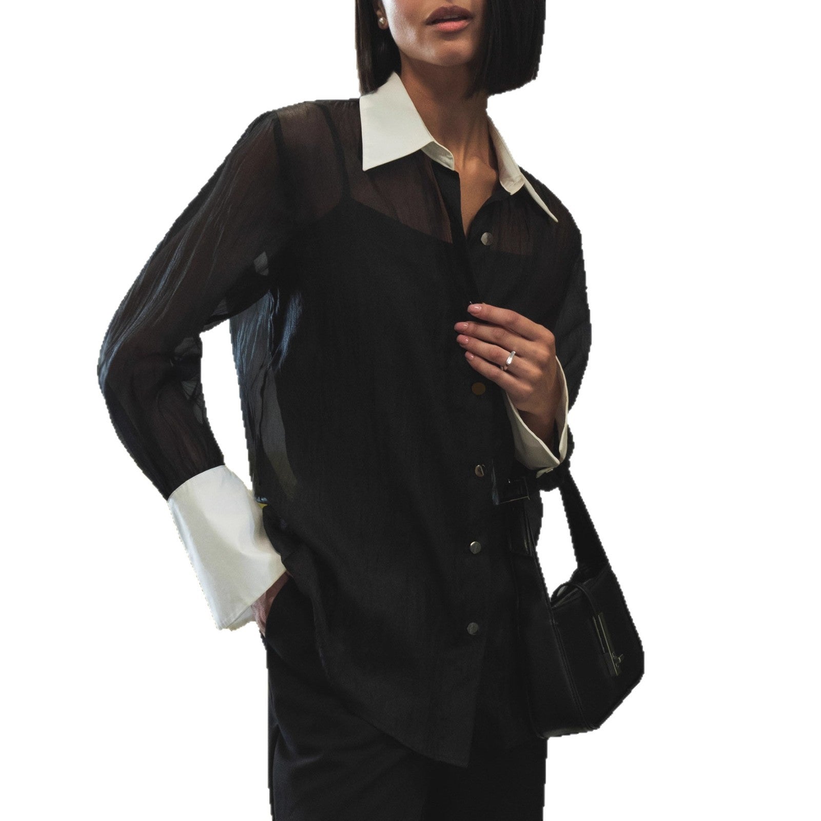 European And American Workplace Style Retro Fashion Patchwork Top