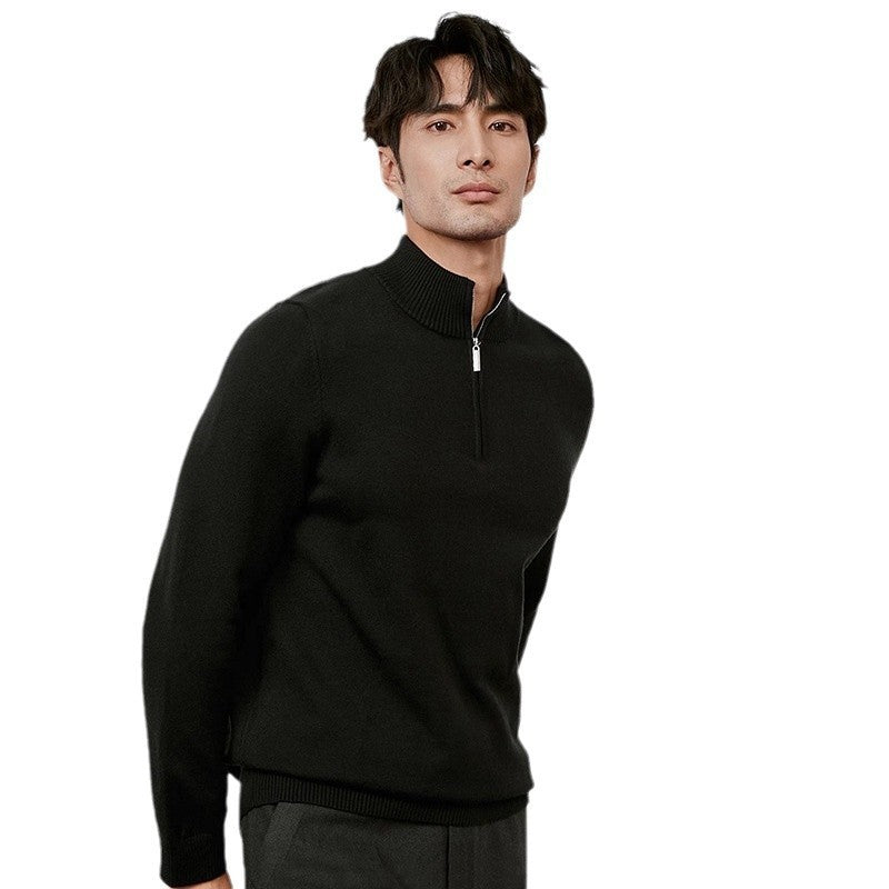 Men's Half Zipper Pullover Long Sleeve Sweater