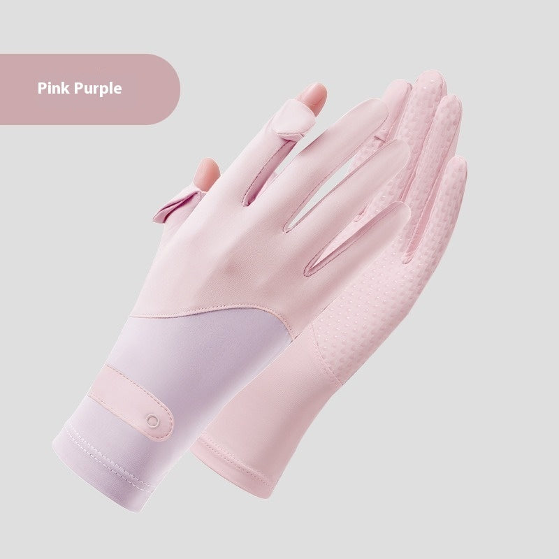 Ice Silk Sun Protection Gloves Lightweight Anti-slip Touch Screen UV Protection