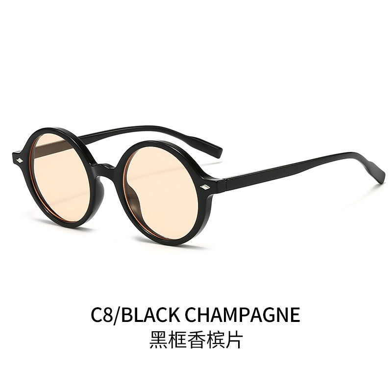 Retro Oval Sun Glasses Y2g Pure Champagne Sunglasses Female Cross-border Fashion
