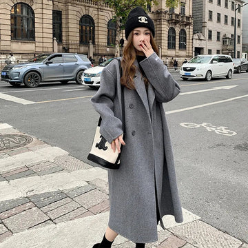 Autumn And Winter New Korean Style Loose Mid-length Hepburn Style Woolen