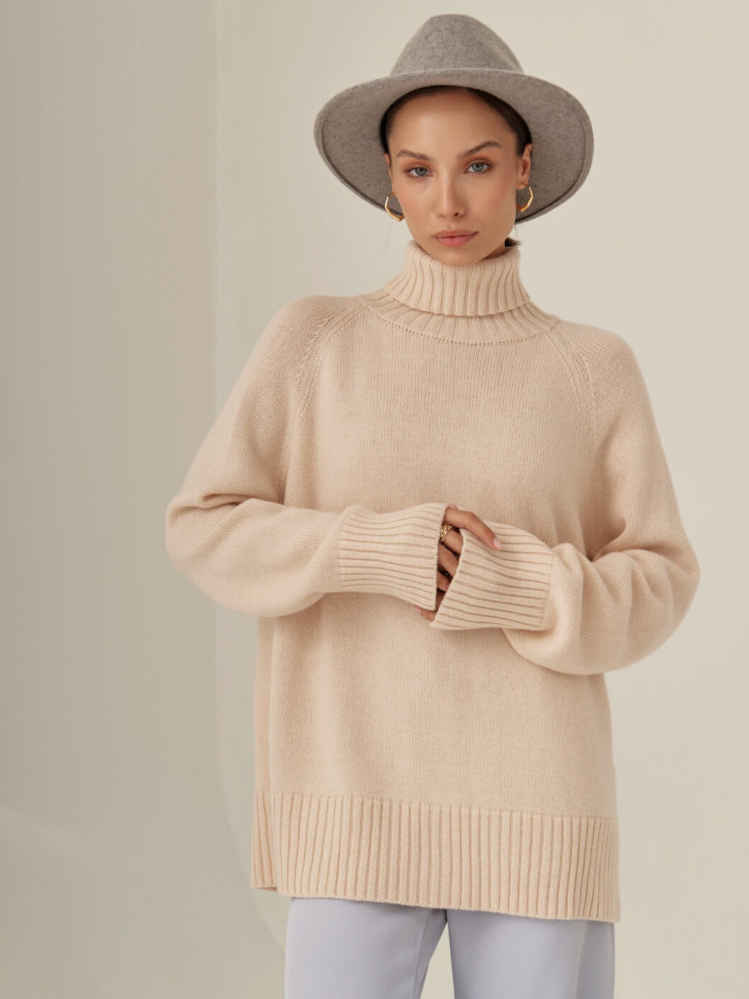 Elegant Commuter's All-matching Solid Color Raglan Sleeve Sweater For Women
