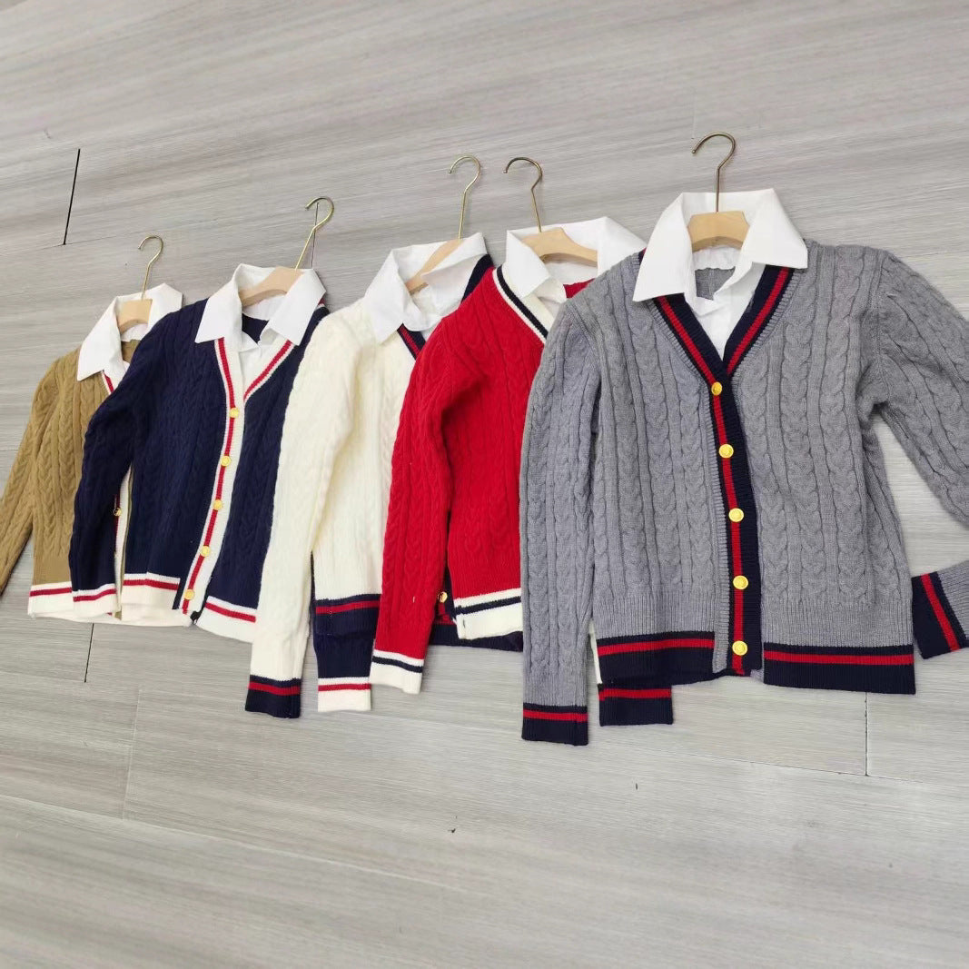 Western Style Slimming Cable-knit Sweater Coat