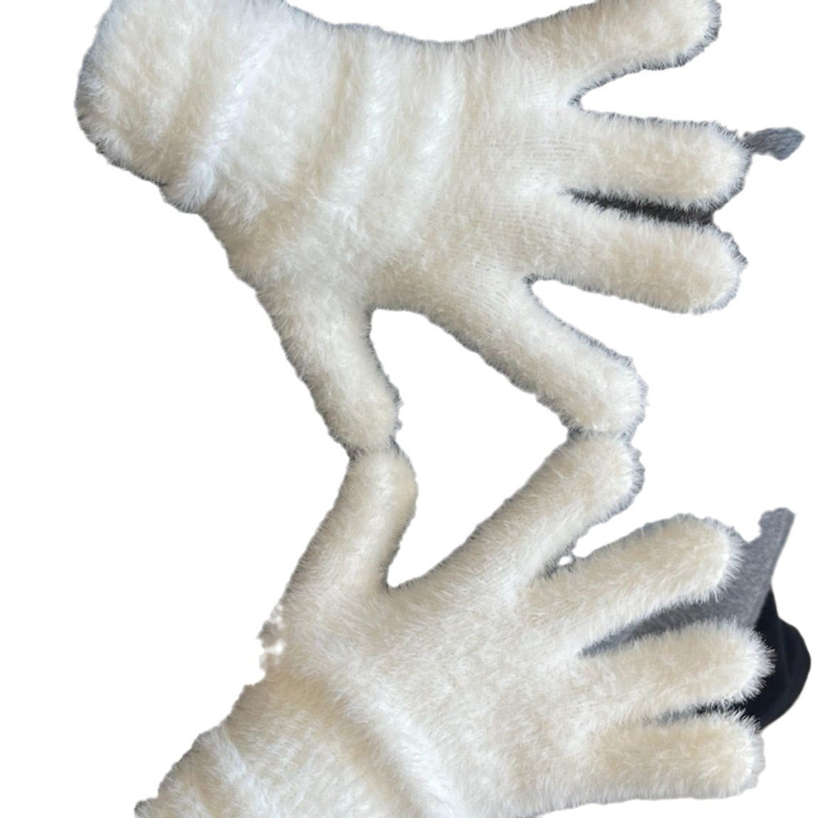 Solid Color Sweet Plush Warm Gloves Cycling Cold Protection